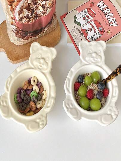 1個 かわいいクマ型デザートボウル、フルーツサラダ、シリアル用セラミック食器