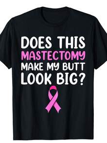 Mastectomy Survivor Recovery Apparel, Breast Cancer Women T-Shirt Black Casual Short Sleeve Men's Sport T-Shirt 220g - 黑色 - 查看 1