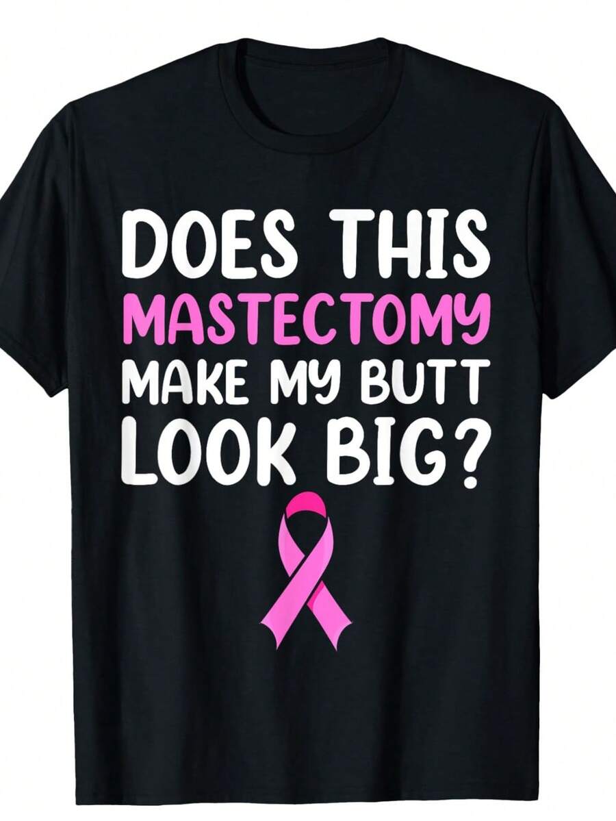 Mastectomy Survivor Recovery Apparel, Breast Cancer Women T-Shirt Black Casual Short Sleeve Men's Sport T-Shirt 220g - 黑色 - 查看 1
