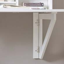 SoBuy FWT07--W, Folding Wall-Mounted Drop-Leaf Table Desk Integrated With Storage Shelves, Wall Desk Table Computer Desk, White - White - View 9