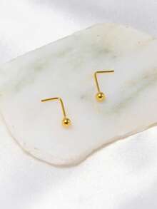 1pc 2.4G 925 Sterling Silver L-Shaped Nose Ring With 2.5mm Ball Top, Unisex - 2.5mm - View 7