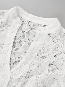 ii 德国传统女式花卉蕾丝缺口领衬衫，万圣节 - 白色 - 查看 3