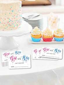 Party Game Gender Reveal Poster Card Shower Supplies Atmosphere Decoration Props For Boys Or Girls Anniversary Gift Pink Or Blue Party Decoration Happy Birthday Party Wedding Gift Bridal Shower Party Voting Card