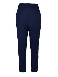 Jessfine Solid Color Pocket Zip Elastic Skinny Straight Leg Pants, Elegant For Commuting, Office, Daily Wear, Spring/Summer - Navy Blue - View 7