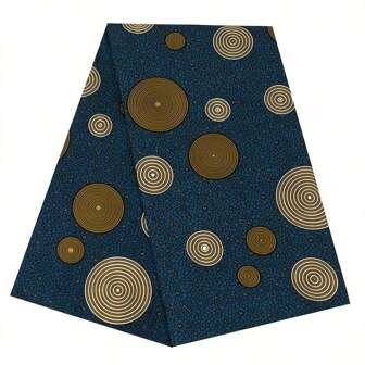 African Fabric 1/3/6 Yard Polyester Printed Wax Printed Flower Blue Circle Pattern Fabric African Ankara Real Print Fabric Dashiki Print Wax Fabric For Party Decoration