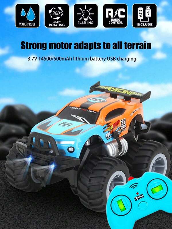 1pc Amphibiousm Remote Control Car Toy, Rechargeable USB Charging Truck Toys With Light, RC Off-Road SUV – Outdoor Games Motorcycle, Water Toys Cars, Halloween & Christmas Toys, Birthday Gifts