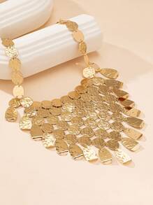 1pc Bohemian Style Gold Metal Necklace For Women, Vintage Elegant Fashion Suitable For Beach, Party, Banquet And Daily Wear