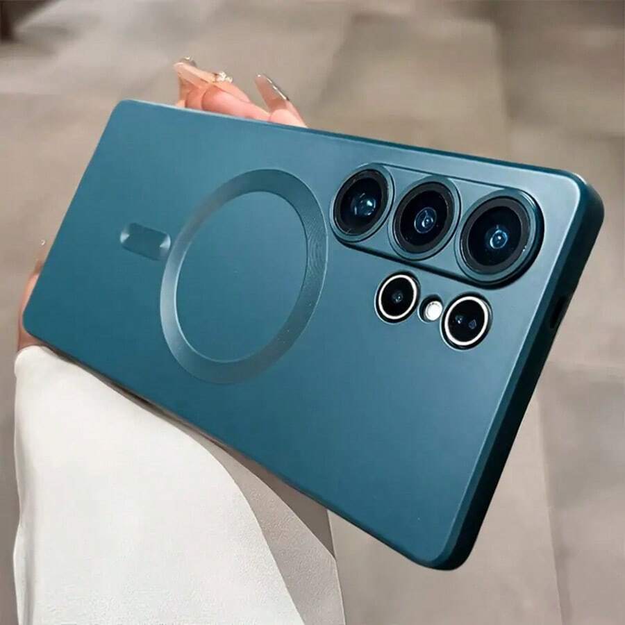 Magnetic Style Luxury TPU Matte Solid Color Magnetic Phone Case Compatible With Galaxy S24 S25 S22 S23 Ultra Plus S20 S21 FE Note 20 A35 A55 A05 A15, Soft TPU Material, Also Compatible With IPhone 17 Air 16 E 15 14 13 12 11 Pro Max Plus Professional Gift