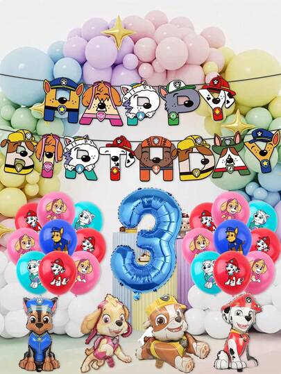 Paw Patrol 38pcs  Cartoon Aluminum Mold Balloon Decoration Package,  Aluminum Film Balloon Banquet Background Wall Decoration, Flag Raising Latex Aluminum Foil Photo Props, Birthday Venue Decoration Balloons, Holiday Party Balloons, Halloween, Thanksgiving, Christmas, Birthday, Children's Day, Teachers' Day, Back-To-School Season, Graduation Season Christmas Decorations Home Christmas Gifts Christmas Decor