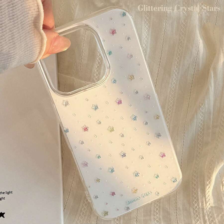 Star Element Shockproof Fashion GUCADI 1pc Colorful Rhinestone Water Drop Star Design Hard Phone Case Compatible With IPhone 16, 15 Pro Max, 13, 12, 14, 11, High-End Korean Style Birthday Gift Spring Party Gift