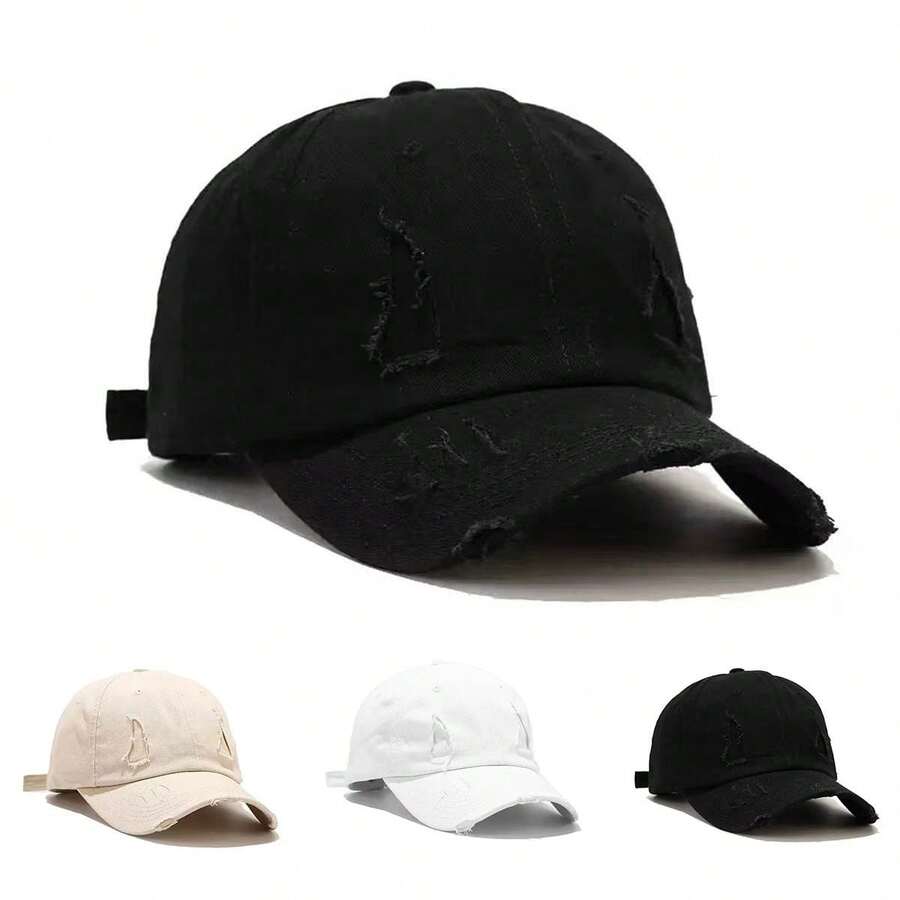 1Piece Men Vintage Holes Baseball Cap Outdoor Adjustable Sunscreen Leisure Hat Spring Autumn Travel Tourism Beach Vacation - 彩色 - 查看 1