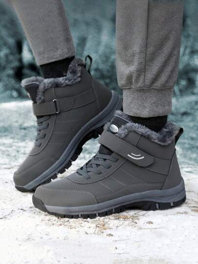 Męskie buty zimowe, termiczne, sznurowane, z zapięciem na rzep, buty trekkingowe na co dzień