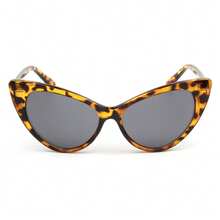 Women Retro Vintage High Pointed Cat Eye Sunglasses With Dramatic Winged Silhouette And Glossy Finish, Ideal For Editorial Street Style Photoshoots, Fashion Show Appearances, Rooftop Sunset Events, And Retro Coastal Holiday Ensembles - 烏龜 - 查看 2