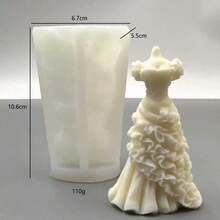 Moule en silicone en forme de robe de mariée pour la fabrication de bougies DIY, moule de décoration en plâtre pour robe - Blanc - Voir 2