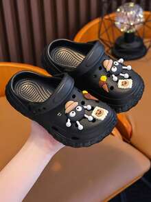 1双EVA儿童洞洞鞋，男童女童防滑透气包头沙滩凉鞋 - 黑色 - 查看 2