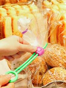 6 st återanvändbara påsband, färgglada matförseglingsklämmor, justerbar låsbar brödpåse, köksredskap för snackspåsar och matförvaring, mångsidig organisatör, perfekt för camping, Halloween-godispåsar, julklappsgrejer. (Slumpmässig färg) - Multifärgad - Visa 11