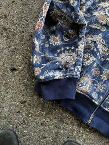 Men's Casual Street Retro Zipper Men's And Women's Hooded Sweatshirt Top Jacket - 藍色 - 查看 5