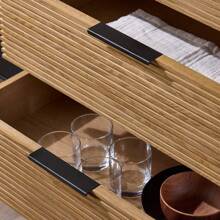 SoBuy Sideboard Kommode aus Holz und Metall Schwarz-Natur Aufbewahrungsschrank Beistellschrank Buffet Eckschrank Eingangsschrank Eingangstisch Freistehendes Regal Konsolentisch Schuhaufbewahrung Schuhkommode Schuhregal Schuhschrank Schuhschrank Schwarz Tv-Schrank Eingangsbereich Schwarz