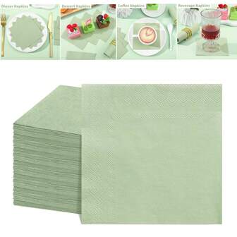 80/100pcs Green Napkins & Orange Cocktail Beverage Napkins - Dinner Dessert Napkins Disposable - 5" X 5" Orange Paper Napkins For Birthday Thanksgiving, Graduation Party Restaurant Picnic, Fall, Bar, Weddings