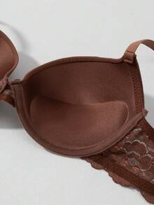 Contrast Color Lace Highly Supportive Wireless Microfiber T-Shirt Bra