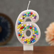 1pc Creative Digital Candle Colorful Bead Decorative Cake Decorative Candle, 0-9 White Background Digital Candle, Suitable For Birthday Cake, Large Festival Party - Multicolor - View 14