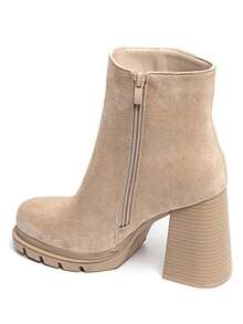 Bottines și Talon Bloc Femme în Suédine Noir, Marron, Beige și Taupe – Élégance și Confort Urbain - Bej - Vizualizare 3
