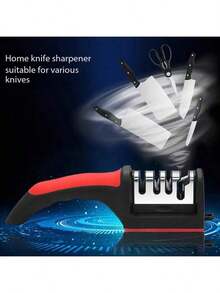 1pc Multi-Functional 4-Stage Knife Sharpener, Professional Kitchen Sharpening Stone Tool, Metal & Plastic,Quick Sharpening Tool With Anti-Slip Base, Accessories And Tools For Kitchen Knives, No Electricity Or Battery Needed, With Electroplated Tungsten Carbide & Ceramic Stones,Easy To Hang, Kitchen Supplies, Suitable For Kitchen Knives