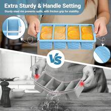 Silicone Freezer Molds For Soup With Lid, 1-Cup & 2-Cup Large Ice Cube Trays Food Storage Containers For Meal Prep, Freeze 250mL/125mL Portions – 2 Pack - Xanh nhạt - Xem 6