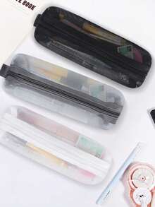 1 Stück transparente Mesh Federtasche, tragbare Aufbewahrung geeignet für Schüler Mesh Federtasche, Reißverschluss Mesh Tasche, multifunktionale transparente Federtasche Aufbewahrungstasche, geeignet für Büromaterial, Kosmetik, Reisezubehör, für Schulmaterial, Schulanfang, Weihnachtsdekoration, Weihnachtsgeschenke