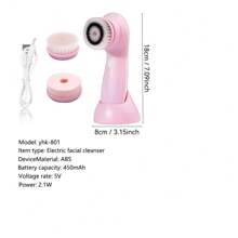 3 In 1 Electric Facial Cleanser Multi-Functional Rotating Massage Face Brush Blackheads Pore Cleansing Face Washer 450mAh - Pink - View 10