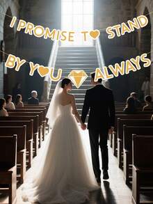 I Promise To Standbyyou Always Wedding Theme Banner,Gold Glitter Paper Banner Sign For Bridal Shower Engagement Wedding Party Bunting Decorations