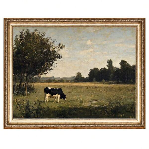 1 PC, Wall Art, Vintage Poster, Cow Landscape Farmhouse Country Art Print, Country Cottage Centerpiece Canvas Painting, Unique And Creative Wall Aesthetic Decor, Perfect Decoration For Living Room And Bedroom, Frameless