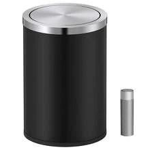Mini Trash Can With Lid, Desktop Small Trash Can Recycling Bin Cute Metal Garbage Can For Tabletop Countertop Use,Stainless Steel 0.4Gal/1.5L Waste Bin For Office Parlor Car Bedroom,Light Green - 黑色 - 查看 10