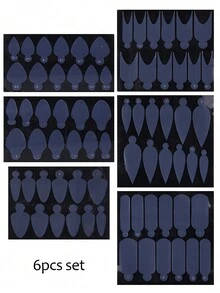 6 件法式延长指甲双形态法式贴纸可重复使用硅胶指甲模具法式线条指甲导板延长凝胶指甲修甲延长工具配件沙龙 DIY 美甲用品