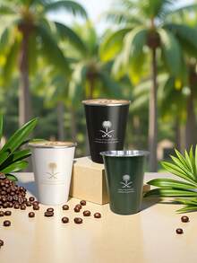 Taza de café de acero inoxidable de 350ml/11.83oz con emblema de Arabia Saudita - Regalos del Día Nacional de Arabia Saudita, portátil y duradera para camping, hogar, oficina, perfecta para regalos y vacaciones 1 pieza - Multicolor - Ver 4