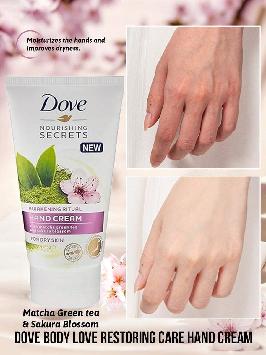Dove 多芬密集修护护手霜,深层滋养,令双手柔软光滑,滋养修护,减少手部皱纹,保湿补水,长效锁水,抗皱,强韧肌肤,蕴含植物萃取精华、椰子油和杏仁奶,轻盈不油腻配方,快速吸收,改善干燥,适合所有肤质,日常护理干燥双手。 - Matcha Green tea & Sakura Blossom - 查看 1