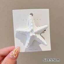 2pcs Ocean Theme Hair Accessories For Women - Starfish Hair Clips, Pearl Starfish Hair Clamp, Side Clamps Duck Clips, Beach Vacation Style Decorative Hairpieces, Claw Clips, Hair Claws, Hair Slide, Hair Barrettes, Alligator Hair Clip, School Stuff, Pearl Hair Accessories