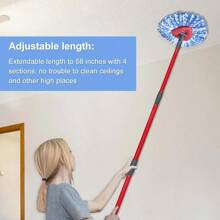 Spin Mop Replace Head Base With Scrubber And Handle For OCedar RinseClean 2Tank System Includes 2 Microfiber Refills 1 Adjustable Handle 1 Base And 1 Scrub Brush For Efficient Dry And Wet Floor Deep Cleaning In Home Or Commercial Spaces - 2個藍色頭+1組拖把手柄+1個底座+2個刷子 - 查看 6