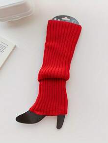 1 Pair Solid Color Knitted Leg Warmers, Y2K Style, Comfortable - Multicolor - View 6
