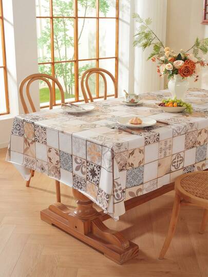 This PVC Plastic Rectangular Tablecloth Features A Simple And Fashionable Printed Design, Is 100% Waterproof And Oil-Resistant, And Is Easy To Clean. Suitable For Living Room, Kitchen, Outdoor, Holidays, Parties, Gatherings And Various Occasions.