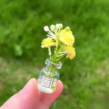 5pcs/Set, Random Style Cute Vase Set Desktop Decoration, Star-Shaped Artificial Flower Glass Vase - DIY Decorative Accessory For Tabletop, Vehicle Decoration, Small Centerpiece,Office Accessories,Decompression Figurine Accessories, Mini Desktop Decorations, Computer Monitor, Office Space