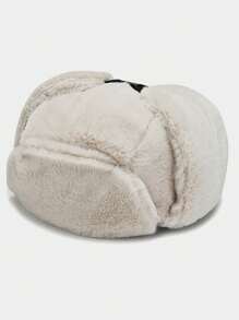 1pc High-Quality 2025 Winter Warm Unisex Trapper Hat, Fur Lined Earflap Hat For Outdoor, Casual, Cycling, Wind Proof, Black Beanie Fall