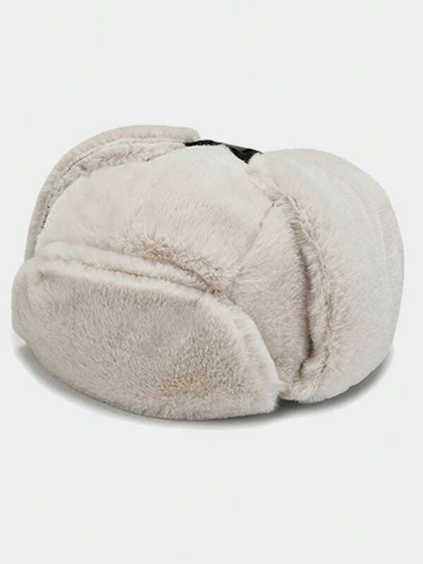 1 pieza Gorro trampero de alta calidad para invierno 2025, cálido y unisex, con orejeras forradas de piel para exteriores, casual, ciclismo, a prueba de viento, gorro negro de otoño