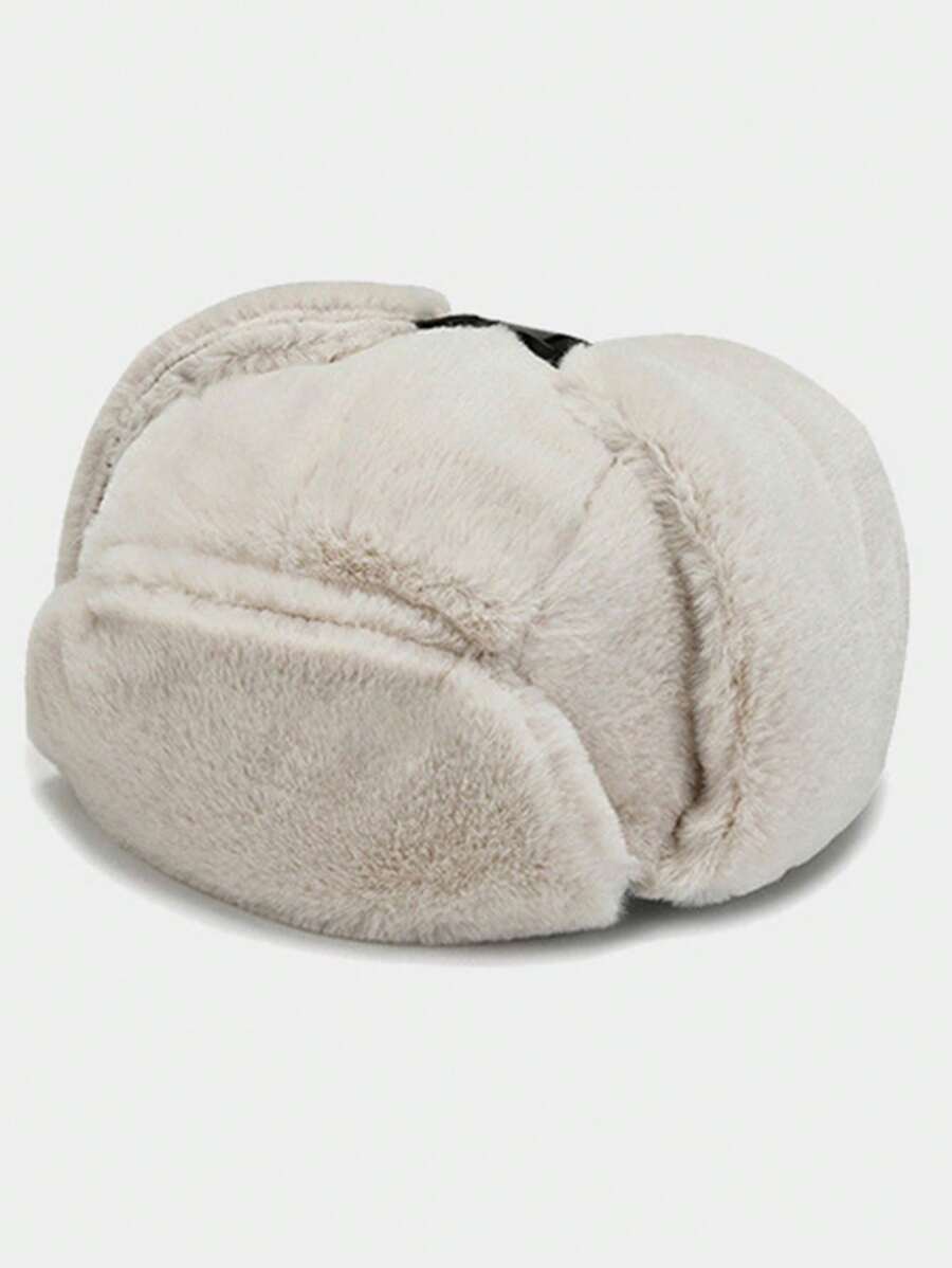 1pc High-Quality 2025 Winter Warm Unisex Trapper Hat, Fur Lined Earflap Hat For Outdoor, Casual, Cycling, Wind Proof, Black Beanie Fall