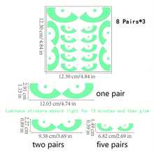 8 pares de adhesivos fluorescentes removibles para pared y ventana con ojos de Halloween que brillan en el alambrado Pegatinas espeluznantes + Calcomanías para el hogar, escaleras, espejos y decoraciones de fiesta de Navidad - Multicolor - Ver 10
