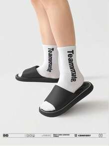 Solid Color Slip-On Sandals, Non-Slip Outdoor/Indoor Beach Slippers, Suitable For All Seasons