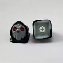 1 szt. 3D żywiczne stereoskopowe nakładki na klawisze z motywem czaszki na Halloween, czarne i ciemnoczerwone, z krzyżem, pojedyncze