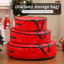 1pc/2pcs/3pcs Christmas Storage Bag, Christmas Ribbon Storage Container, Thick Christmas Tree Ball Rattan Storage Bag, Christmas Decor Plush Ribbon Christmas Storage Round Bag - Multicolor - View 2