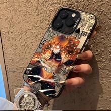 Funda de teléfono Cool Anime D-Demon Slayers compatible con 16 15 14 13 12 11 Pro X XR XSMAX 8 Plus, cubierta trasera mate anti-caída - Negro - Ver 1