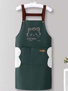 1件耐用厨房围裙，女士围裙，家用烹饪围裙，防水、防油、防污围裙 - 具有防水、防油功能，带口袋和毛巾 - 中性风格厨房服，为烹饪爱好者提供时尚防护 - 彩色 - 查看 4